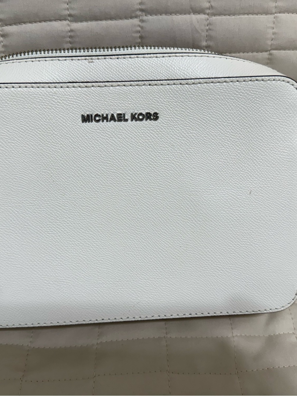 Michael Kors White Saffiano Crossbody Camera Bag